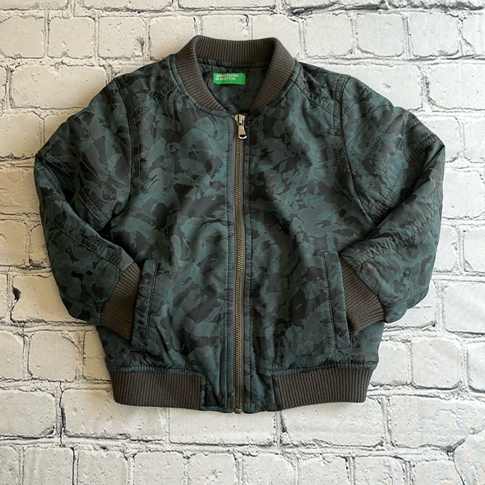 United Colors of Benetton little boy bomber jacket blue camouflage